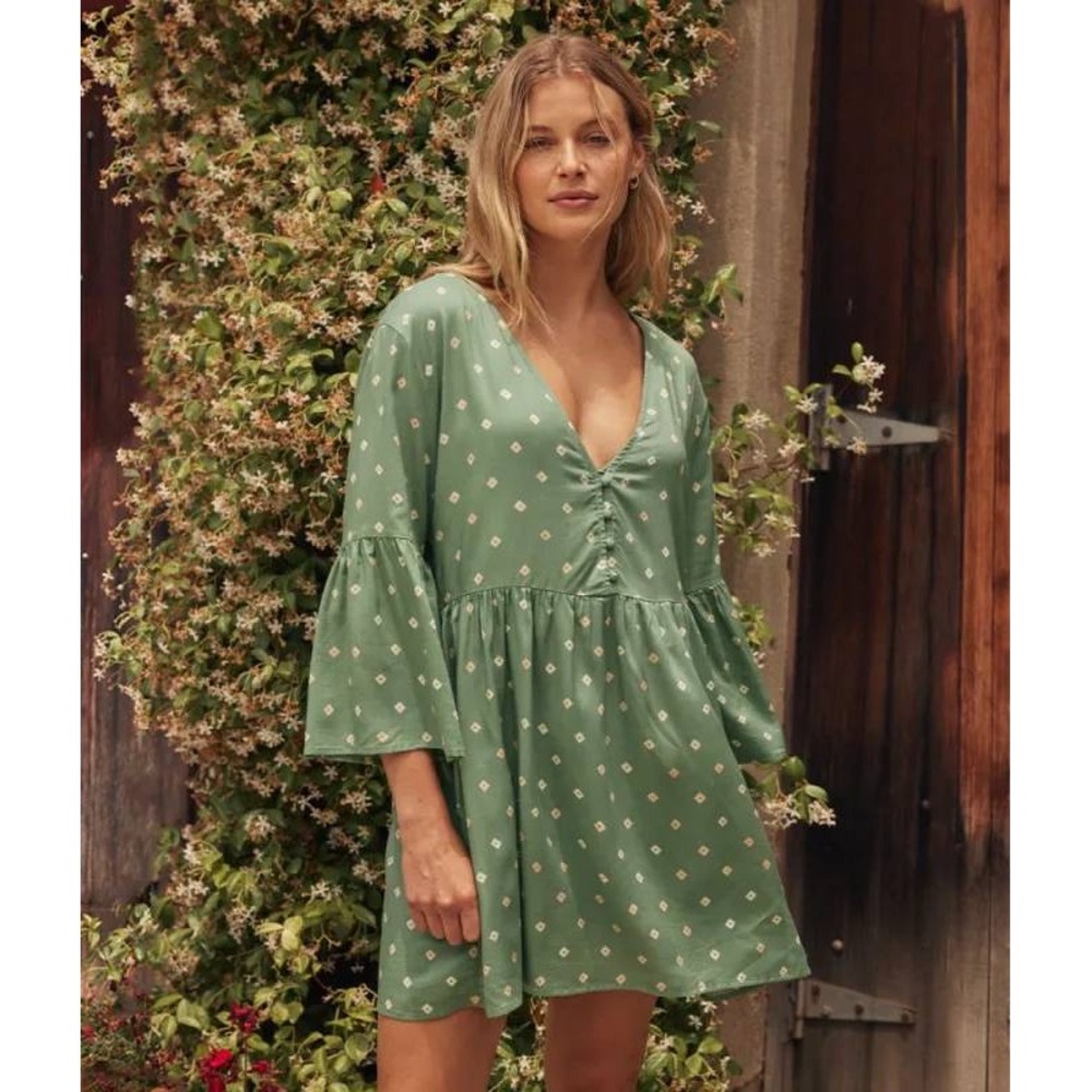 Summersalt Easy Breezy Eco Voile Mini Dress Swim Cover Up in Diamond Dot Sz S